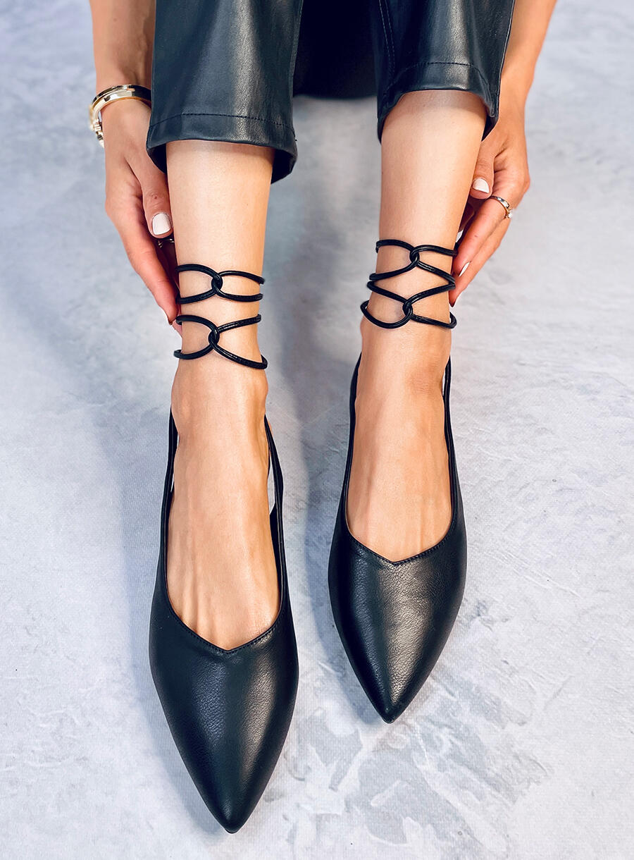Black Ballerina Shoes for Woman with Open Heel