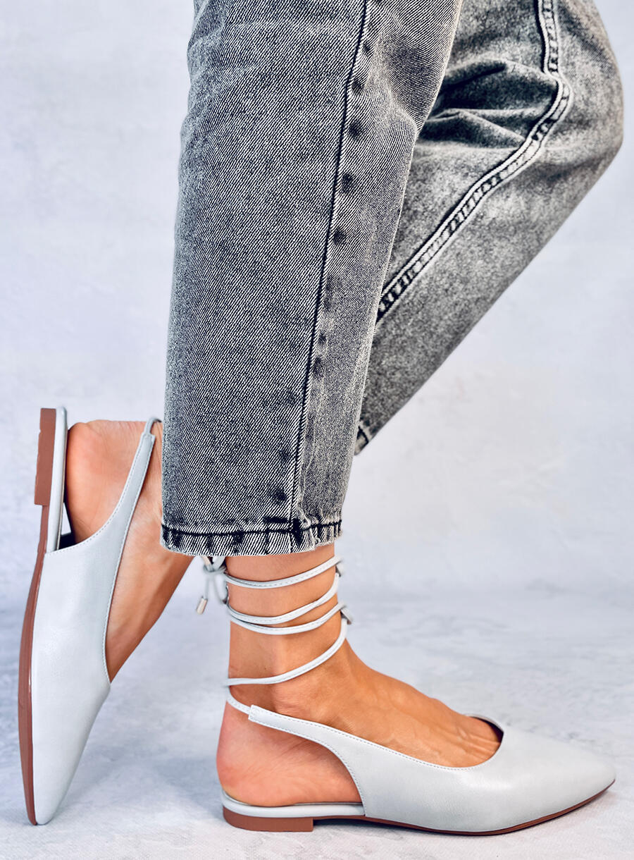 Grey Ballerina Shoes for Woman with Open Heel