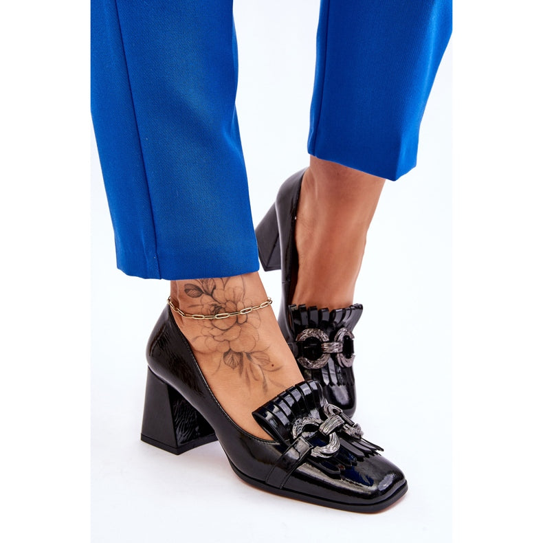 Woman smart black shoes, woman block heel shoes, ladies smart shoes for work, Black high heel shoes, smart black shoes woman, Black loafer shoes, Woman loafer shoes, black shoes.