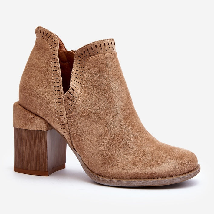Pearl Beige Cutout Openwork Pattern Boots