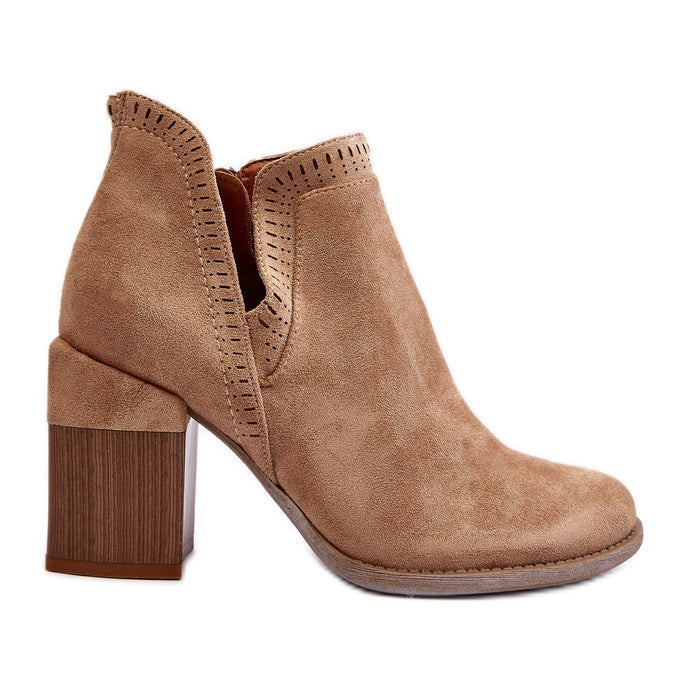 Pearl Beige Cutout Openwork Pattern Boots