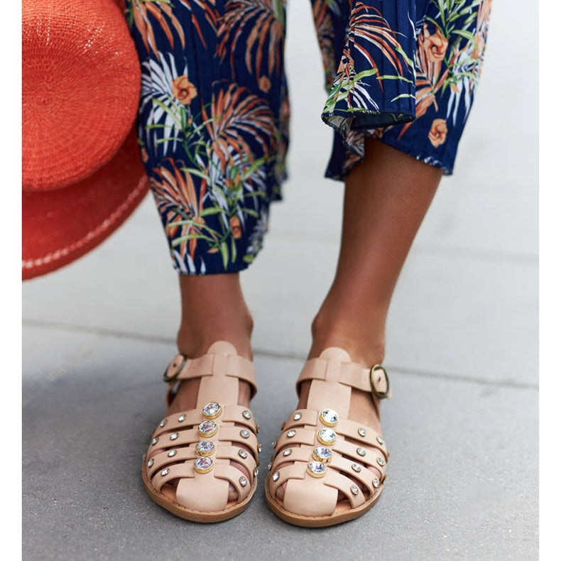 Ladies sandals shoes strappy, Summer woman shoes, Flat sandals for woman