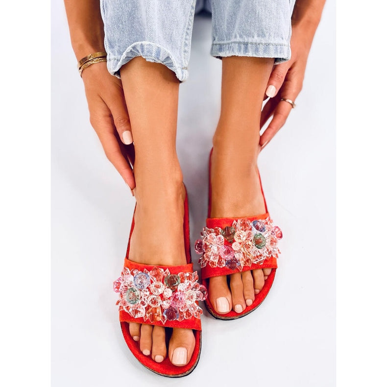 Ladies Cork Sandals Multicoloured Design - Orange