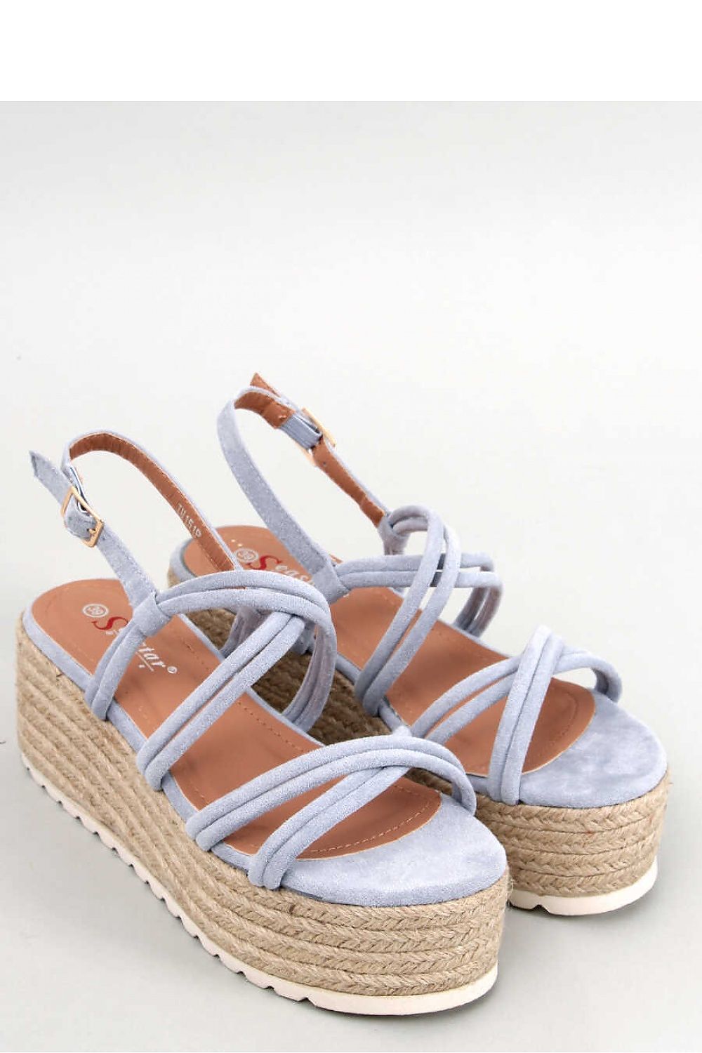 Woman Lightweight Blue Espadrilles Crossing Straps Design