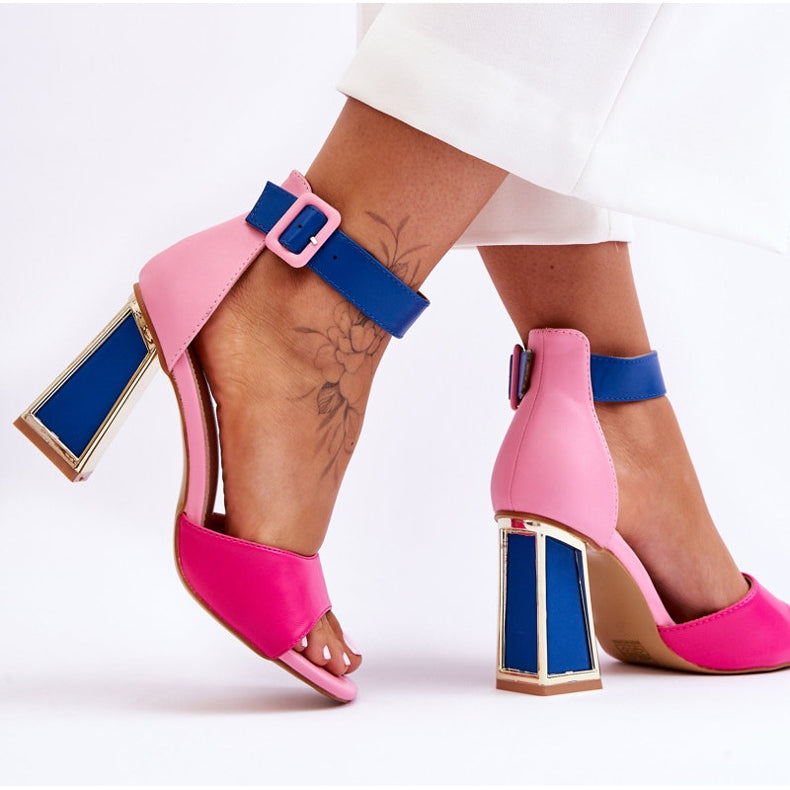 Pink Block Heels | Block Heels | Block Heels for Woman| Adjustable Strap Sandals| Navy Block Heels |