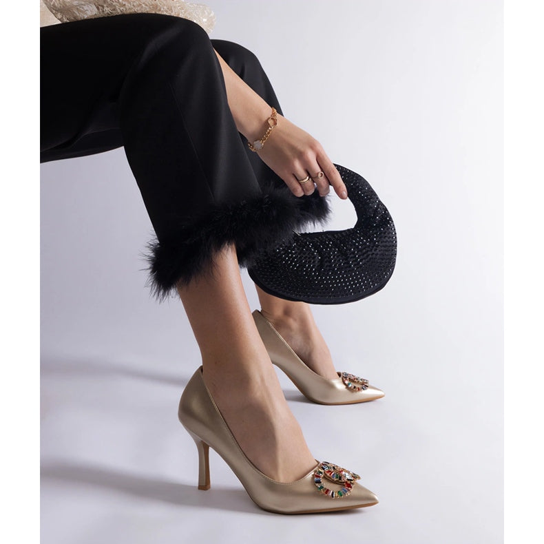 Gold High Heels Colourful Zircons