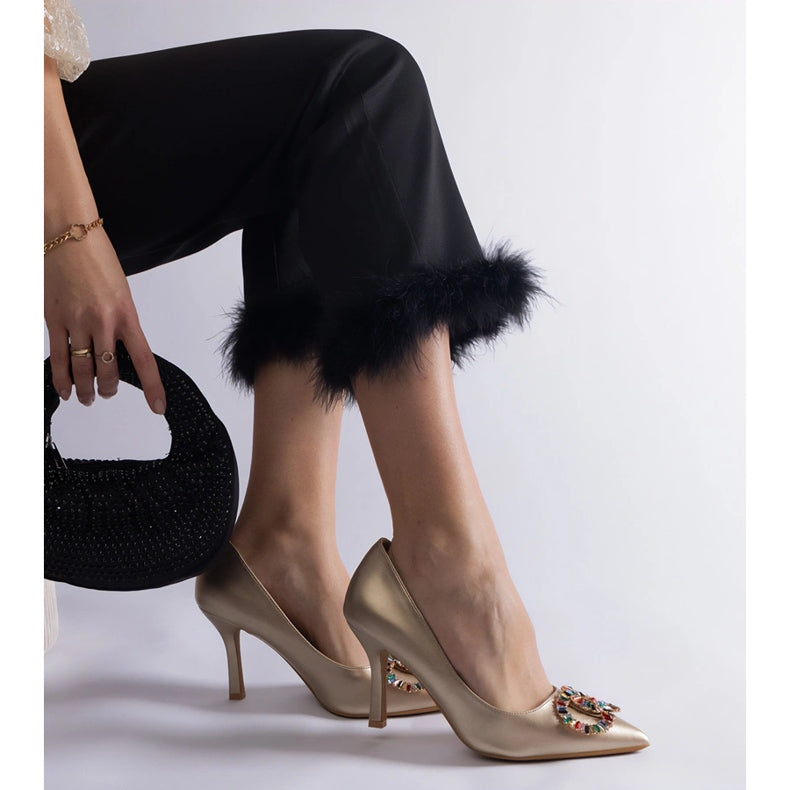 Gold High Heels Colourful Zircons