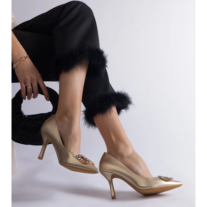 Gold High Heels Colourful Zircons