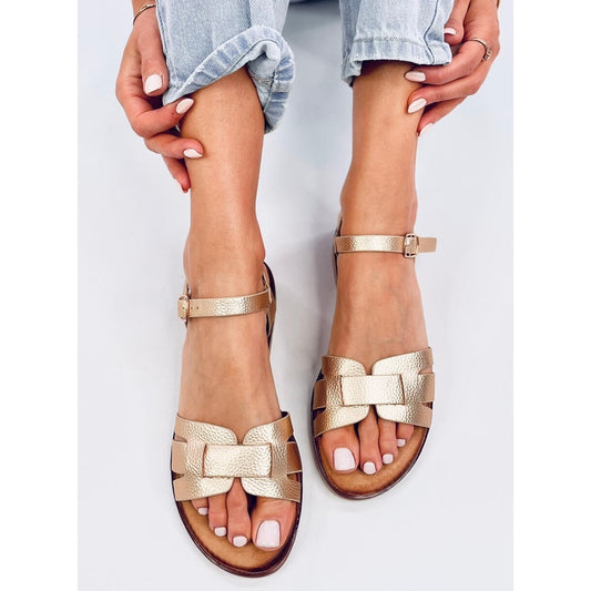 Woman Cross Strap Gold Sandals