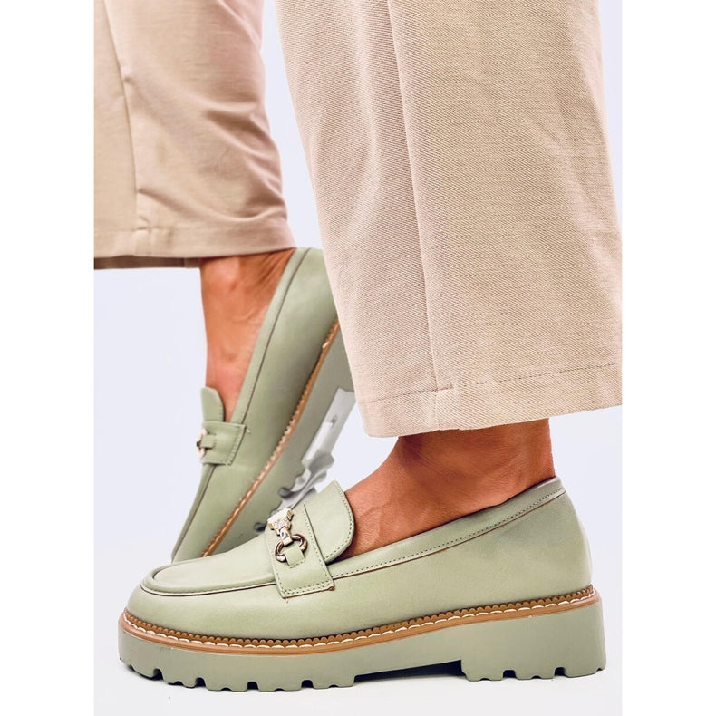 NEW Woman Platform Loafers - Green