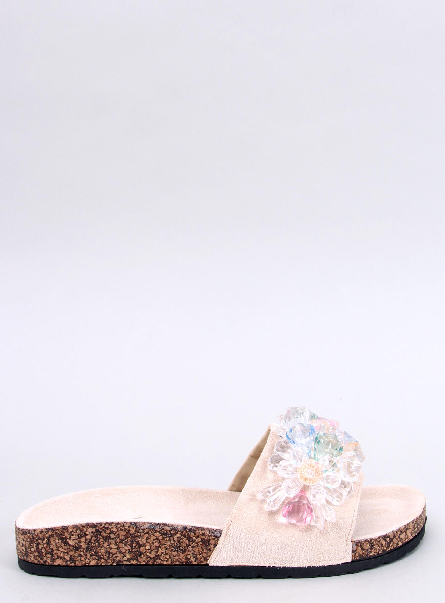 Woman's Open Toe Footbed Cork Sandals Multicoloured Design - Beige