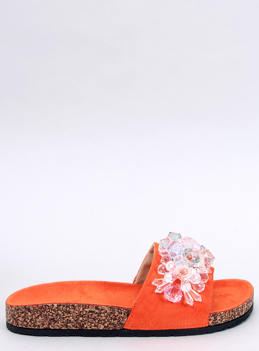 Ladies Cork Sandals Multicoloured Design - Orange