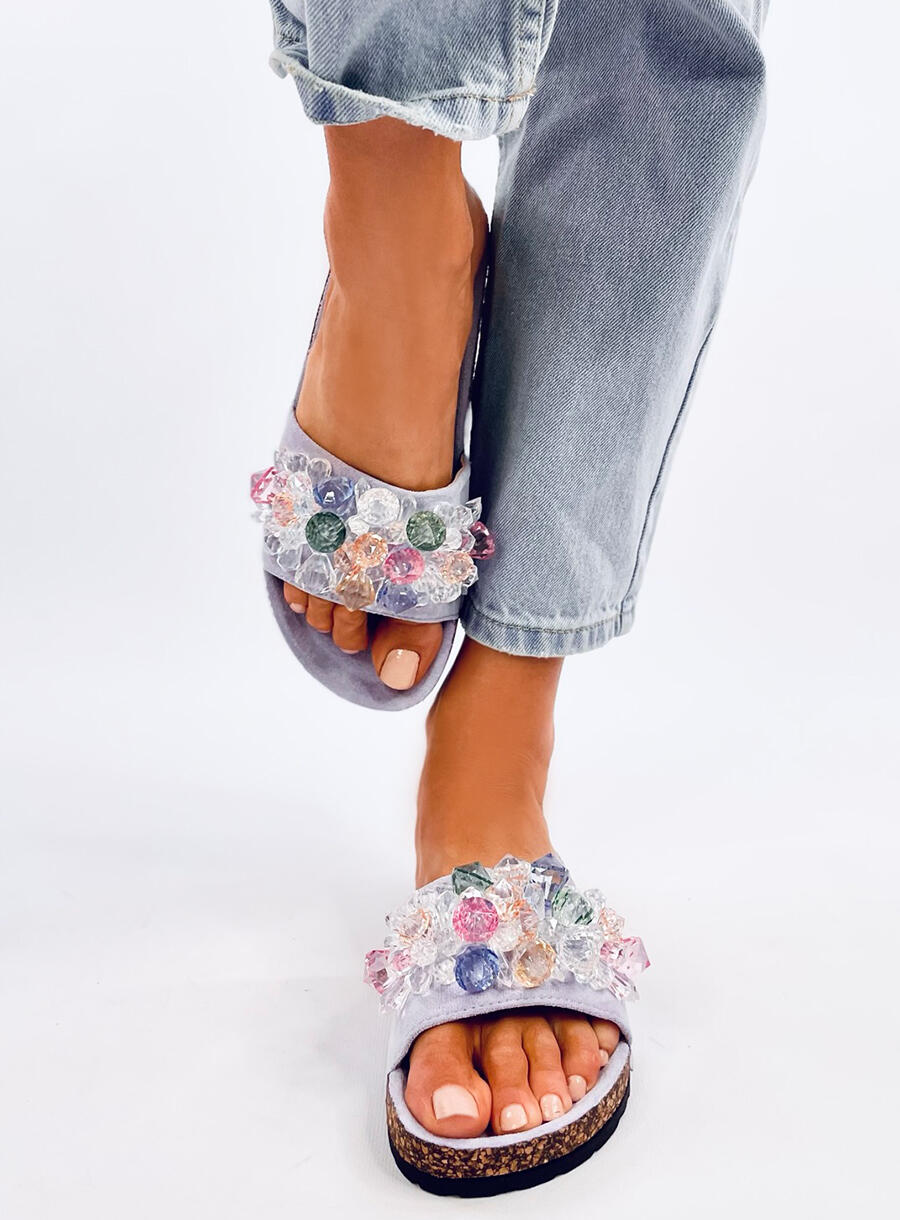 Women's Open Toe Footbed Sandals Multicoloured Design - Lilac