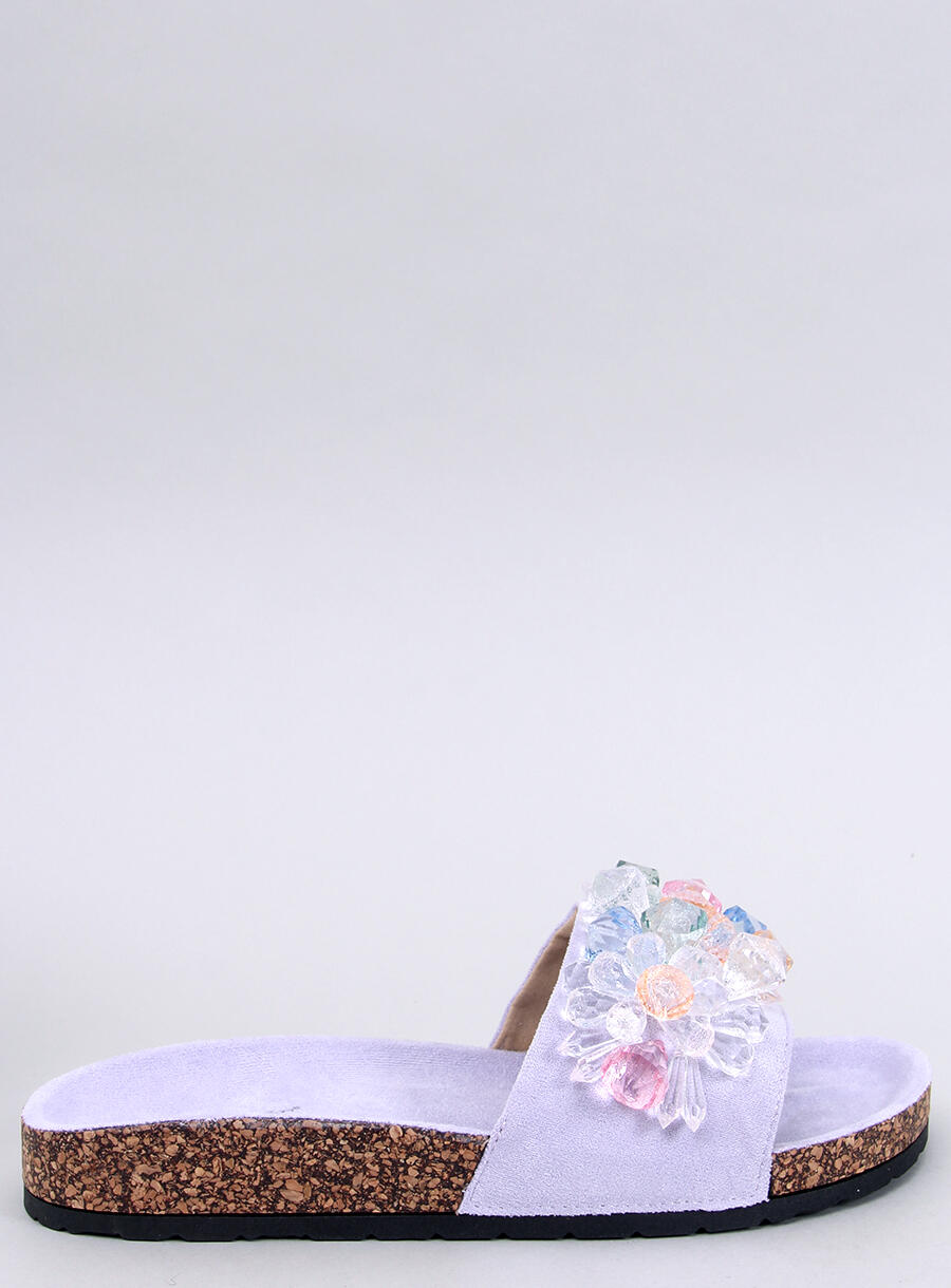 Women's Open Toe Footbed Sandals Multicoloured Design - Lilac