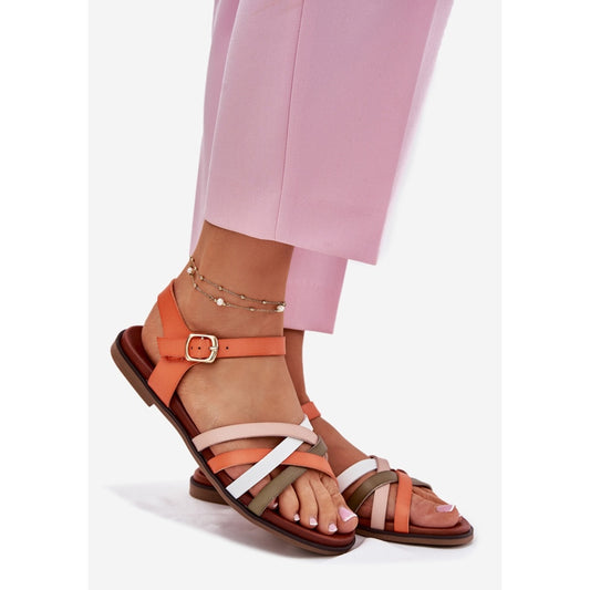 Woman's Woven Orange Khaki Sandals