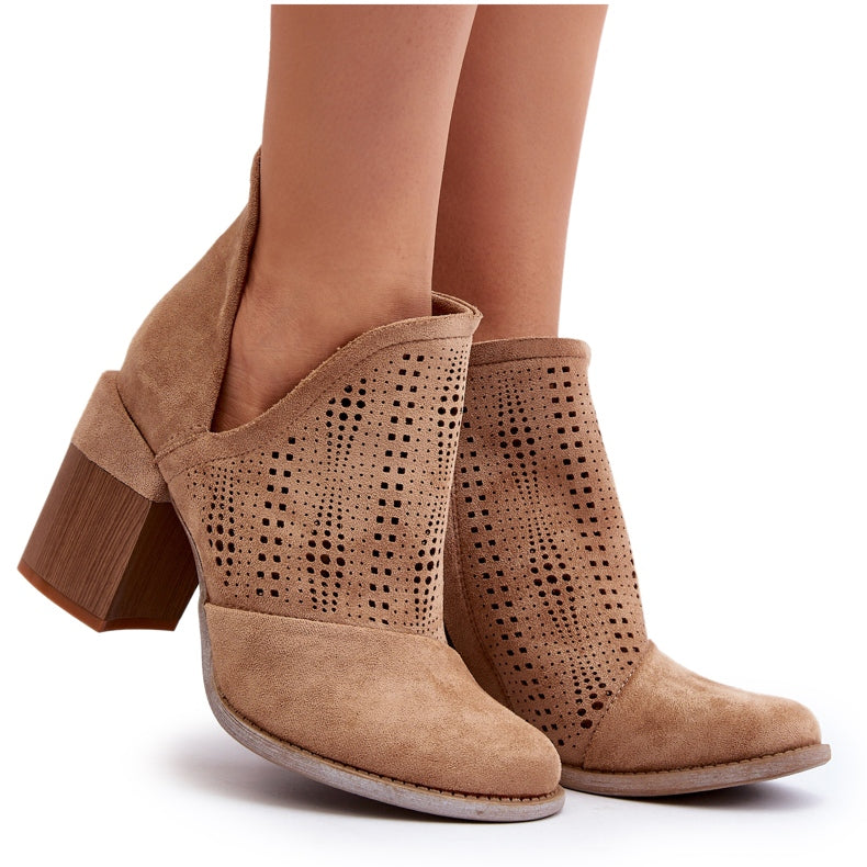 Diana Decorated Patten Cutout Boots Brown