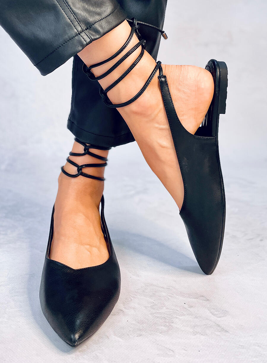 Black Ballerina Shoes for Woman with Open Heel