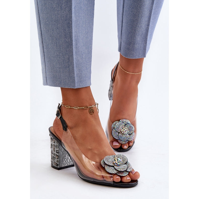 NEW Black Floral Embellished Sandals