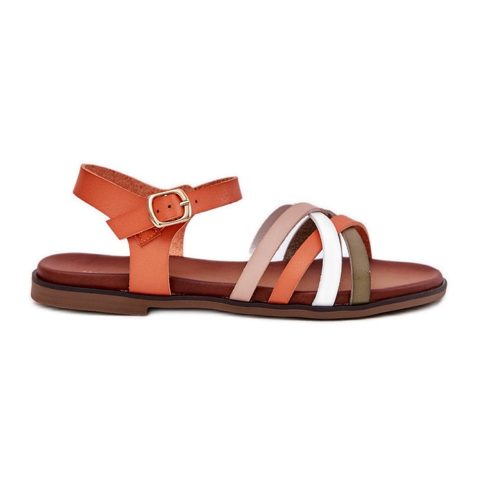 Woman's Woven Orange Khaki Sandals
