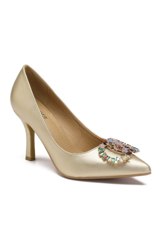Gold High Heels Colourful Zircons