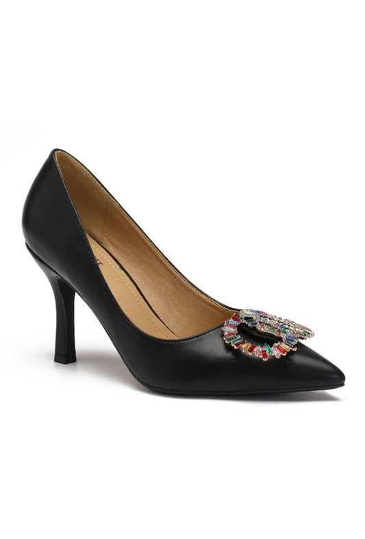 Black  High Heels Colourful Zircons