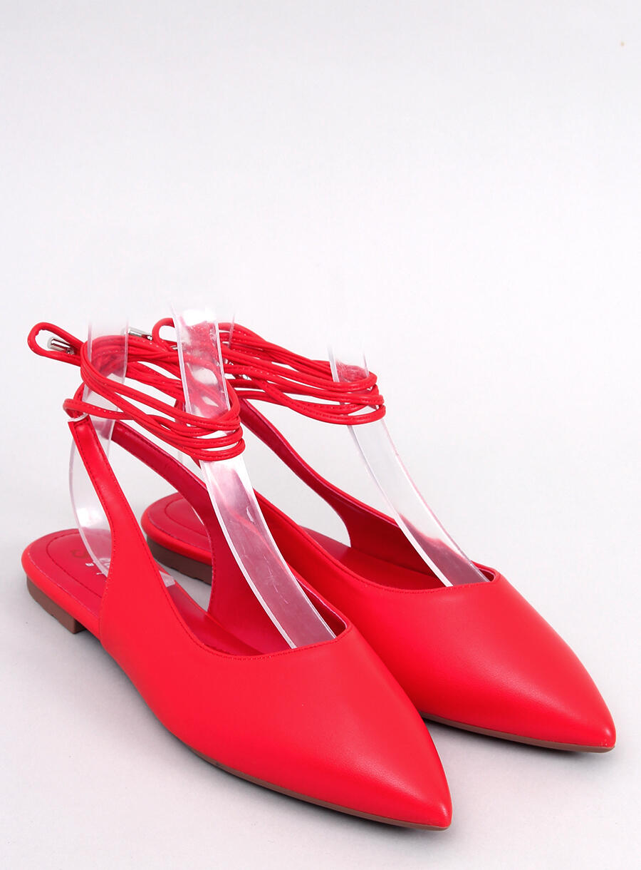 Woman Red Ballerina Shoes with Open Heel