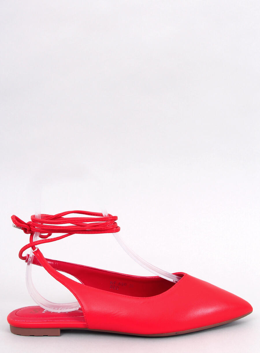 Woman Red Ballerina Shoes with Open Heel