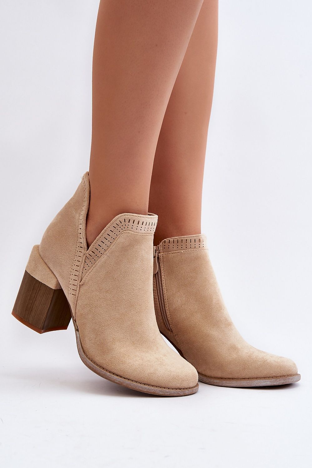 Juilet Beige Cutout Openwork Pattern Boots