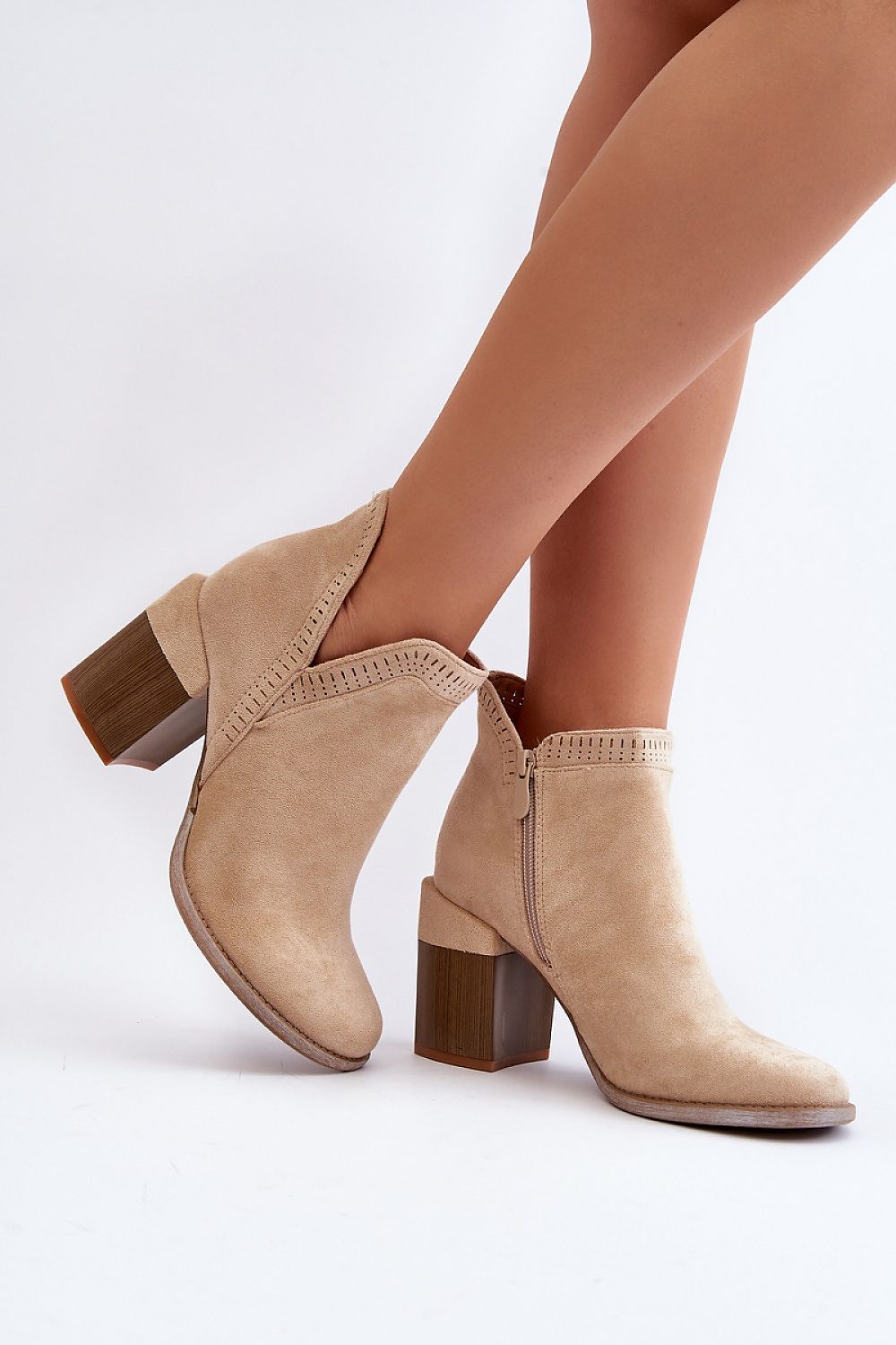 Juilet Beige Cutout Openwork Pattern Boots