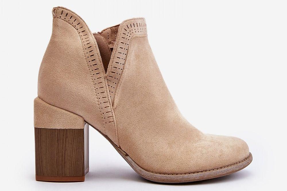 Juilet Beige Cutout Openwork Pattern Boots