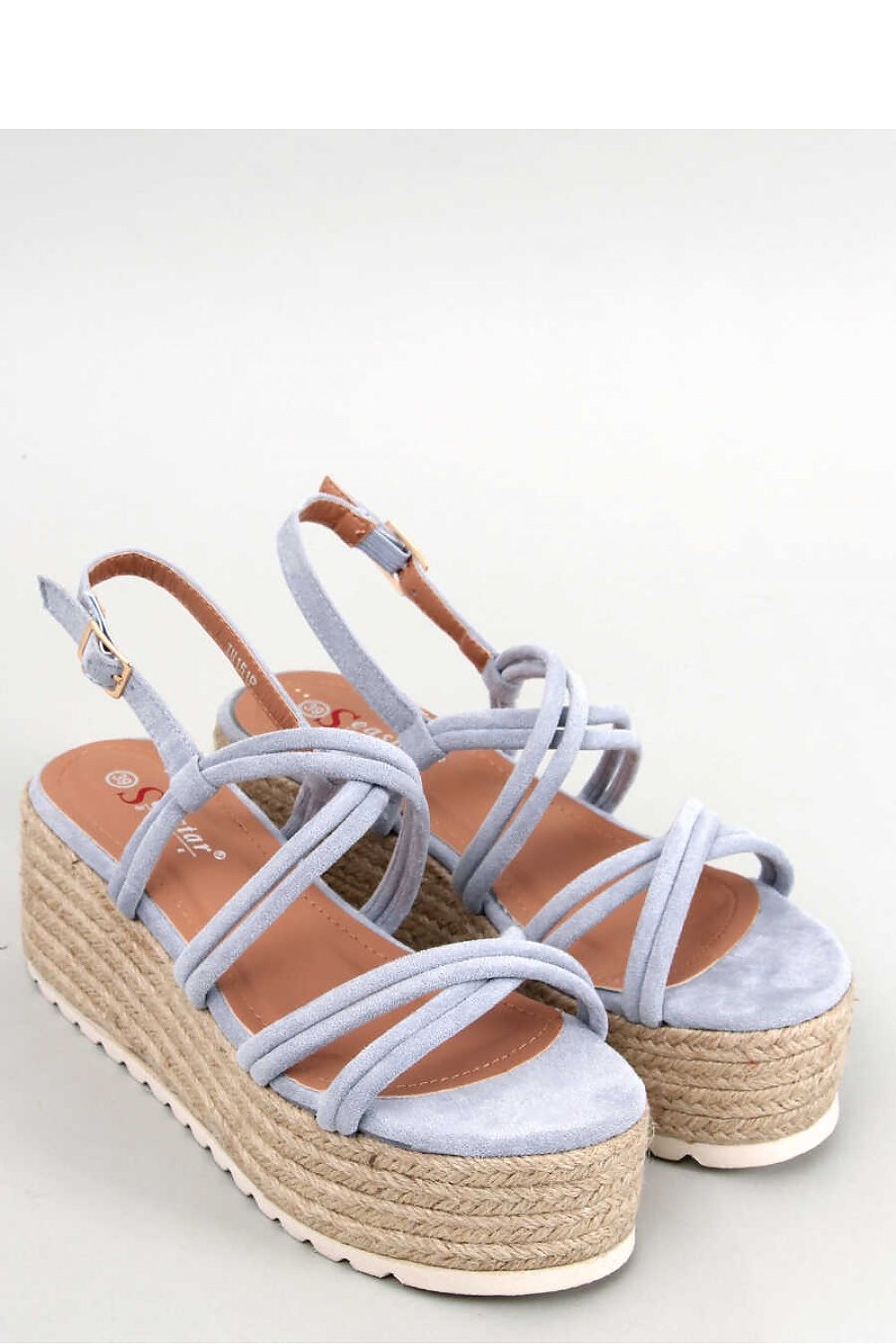 Woman Lightweight Blue Espadrilles Crossing Straps Design