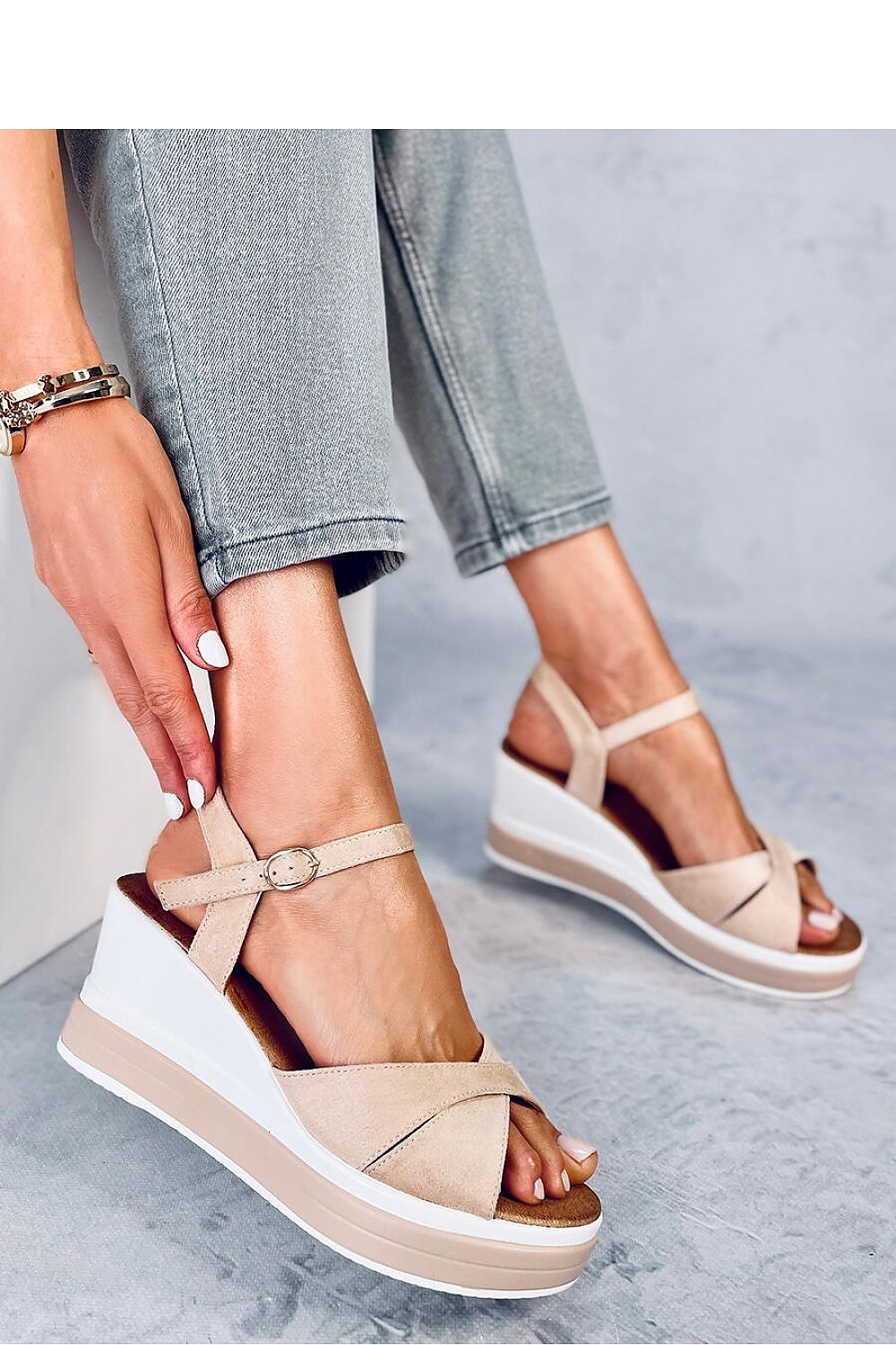 Classic Beige Open Toe Wedges