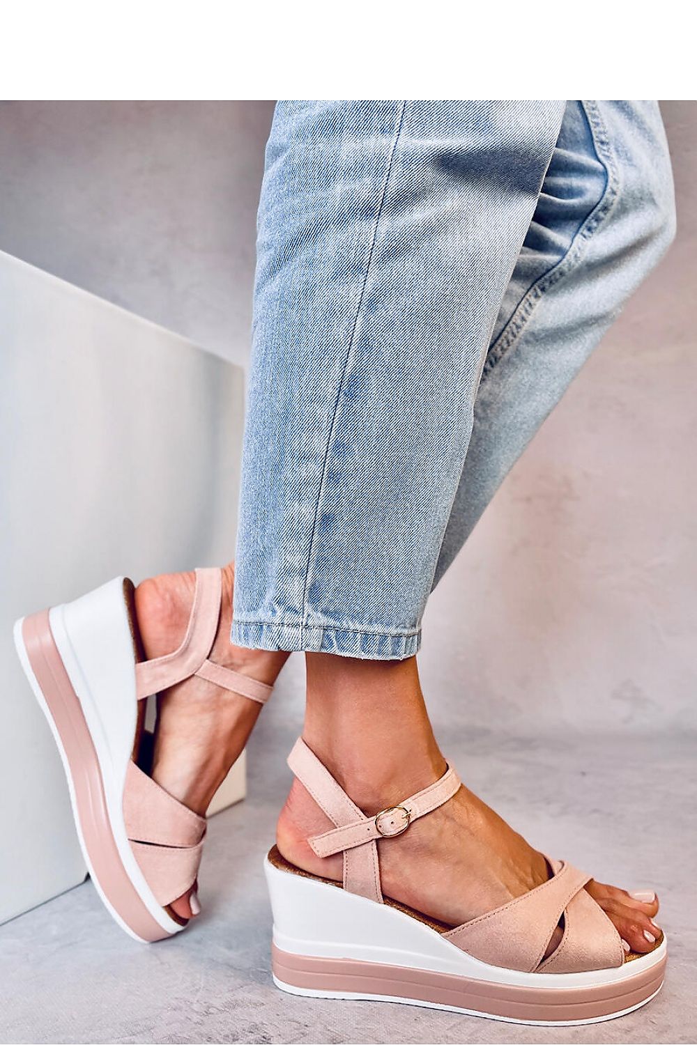 Light Rose Pink Open Toe Wedges