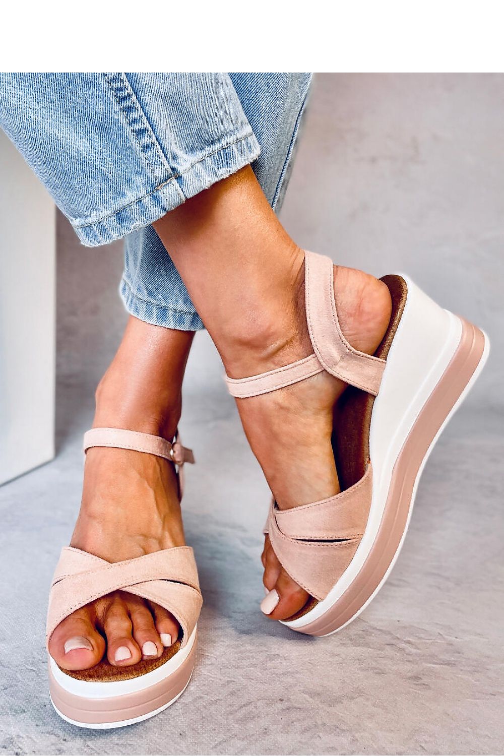 Light Rose Pink Open Toe Wedges