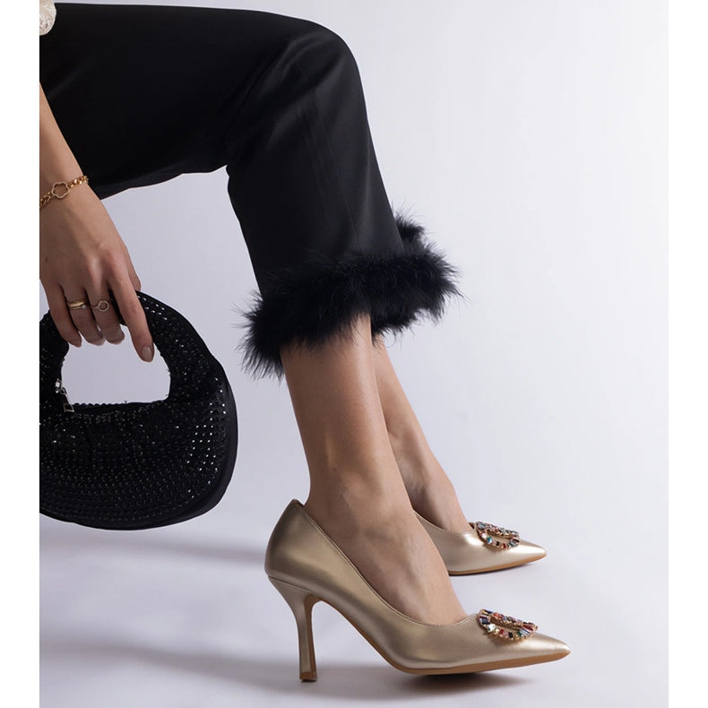 Gold High Heels Colourful Zircons