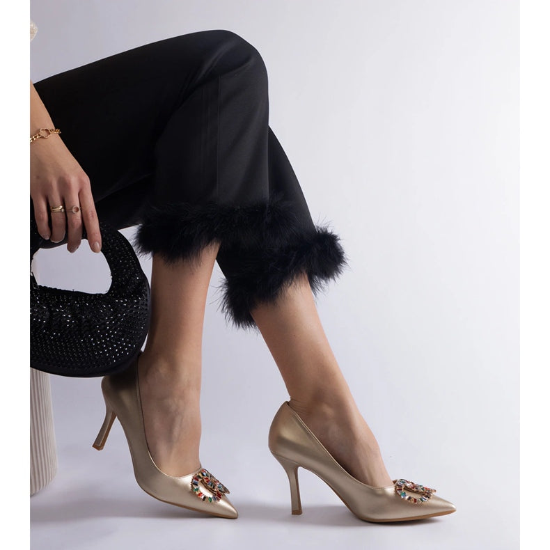 Gold High Heels Colourful Zircons