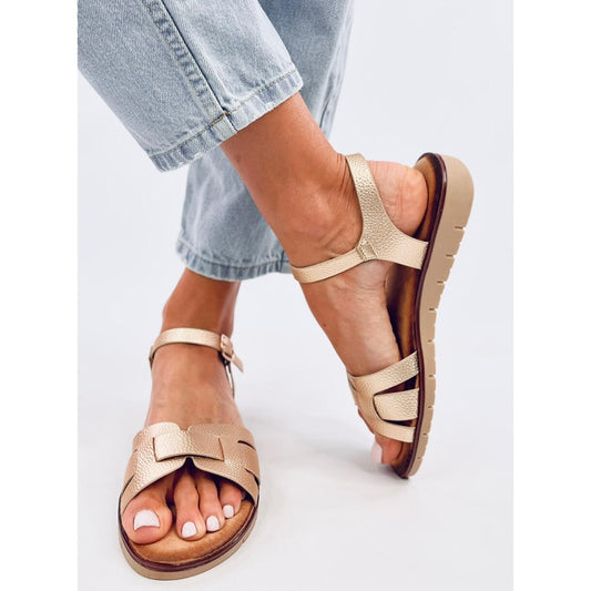 NEW Woman Cross Strap Gold Sandals