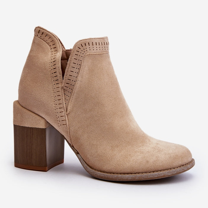 Juilet Beige Cutout Openwork Pattern Boots