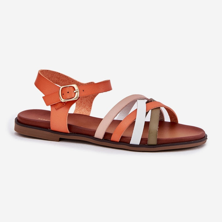 Woman's Woven Orange Khaki Sandals