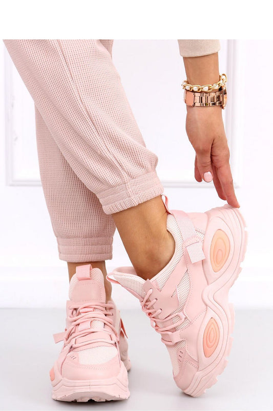 Women's pink trainers lace-up sports shoes