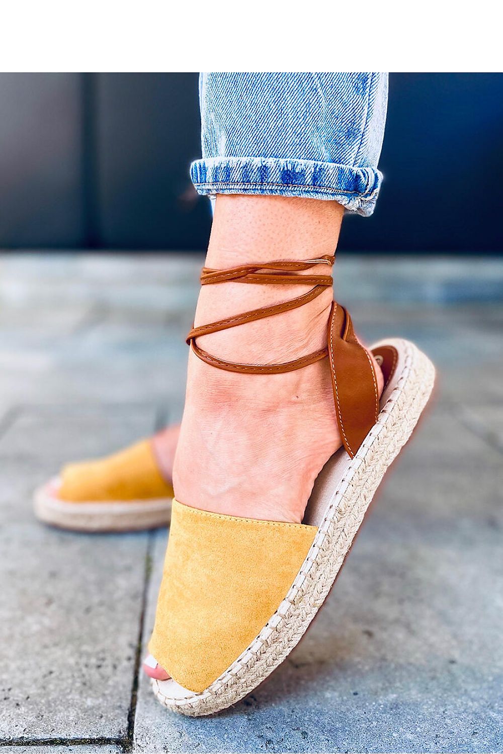 Women s Mustard Yellow Espadrilles Tied Ankle